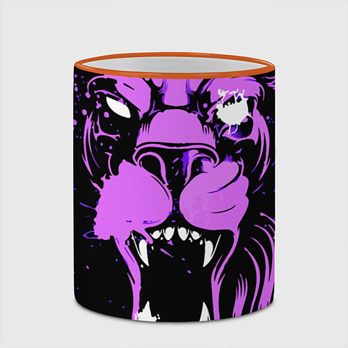 Кружка цветная Neon pink lion / 3D-Оранжевый кант – фото 2