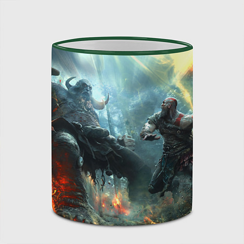 Кружка цветная God of War Fighting / 3D-Зеленый кант – фото 2