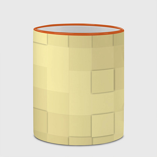 Кружка цветная Золотые квадраты / 3D-Оранжевый кант – фото 2