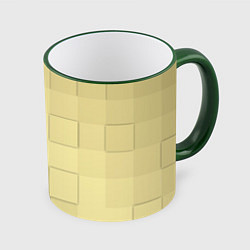 Кружка 3D Золотые квадраты, цвет: 3D-зеленый кант