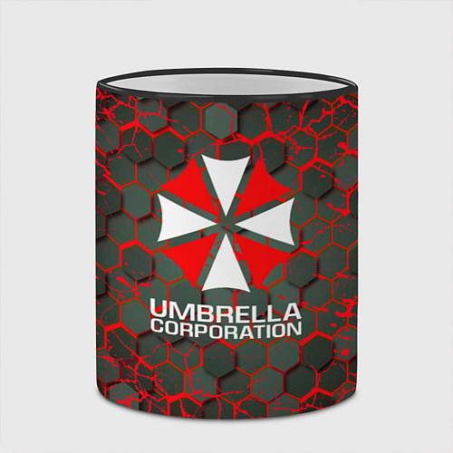 Кружка цветная Umbrella Corporation соты / 3D-Черный кант – фото 2