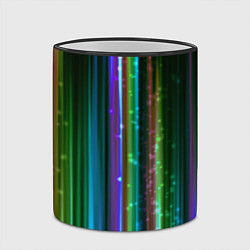 Кружка 3D Свет неоновой радуги, цвет: 3D-черный кант — фото 2