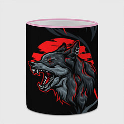 Кружка 3D Дикий волк на закате, цвет: 3D-розовый кант — фото 2
