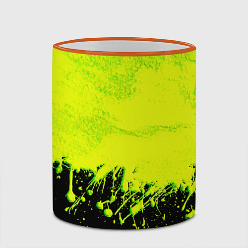 Кружка цветная НЕОНОВЫЕ БРЫЗГИ КРАСКИ / 3D-Оранжевый кант – фото 2