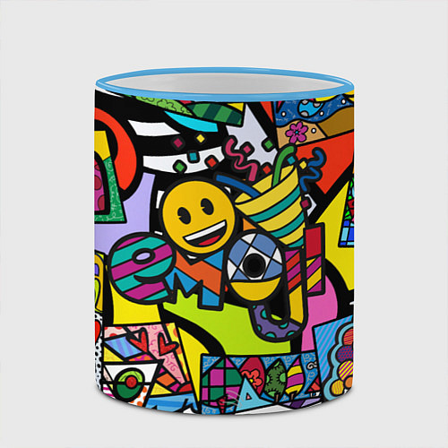 Кружка цветная Romero Britto - emoji / 3D-Небесно-голубой кант – фото 2