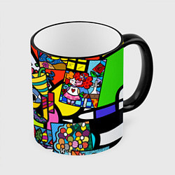 Кружка 3D Romero Britto - emoji, цвет: 3D-черный кант