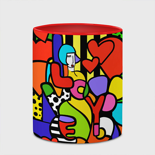 Кружка цветная Romero Britto - love you / 3D-Белый + красный – фото 2