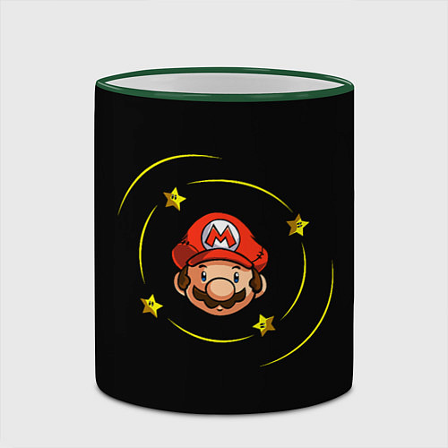 Кружка цветная Звездочки вокруг Марио / 3D-Зеленый кант – фото 2