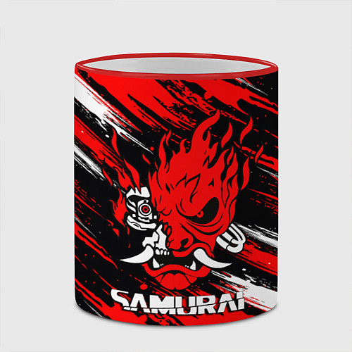 Кружка цветная SAMURAI CYBERPUNK 2077 КИБЕРПАНК 2077 / 3D-Красный кант – фото 2