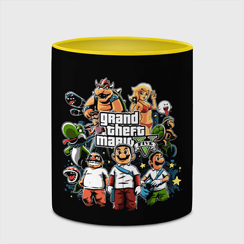 Кружка цветная Mario x GTA / 3D-Белый + желтый – фото 2
