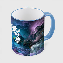 Кружка 3D Доктор Кто Машина Таргис, цвет: 3D-небесно-голубой кант