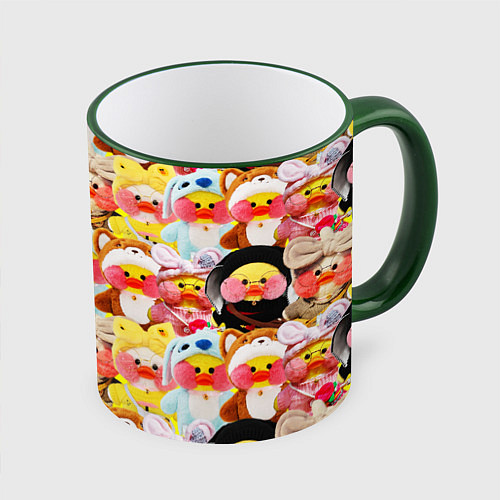 Кружка цветная УТЯ УТОЧКА ЛАЛАФАНФАН ПАТТЕРН / 3D-Зеленый кант – фото 1