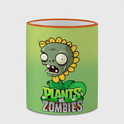 Кружка 3D Plants vs Zombies зомби-подсолнух, цвет: 3D-оранжевый кант — фото 2