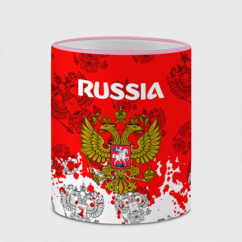 Кружка цветная Russia Паттерн Гербов / 3D-Розовый кант – фото 2
