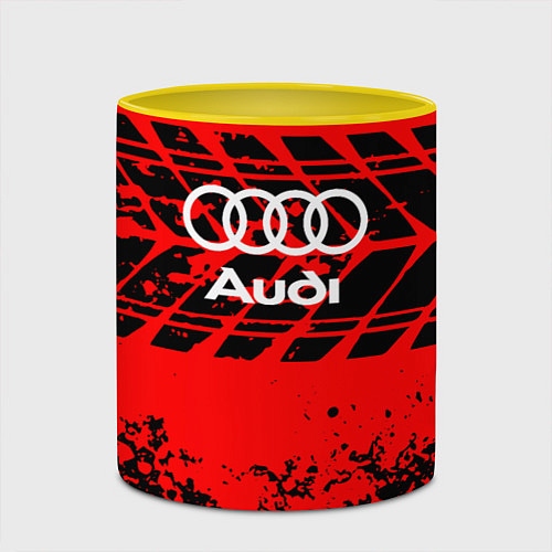 Кружка цветная Audi шины / 3D-Белый + желтый – фото 2