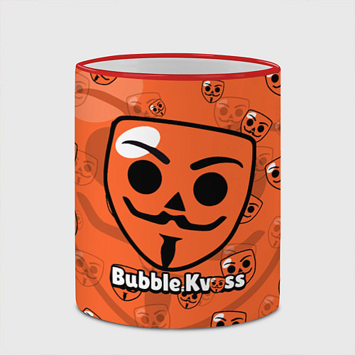 Кружка цветная ИГРА БАБЛ КВАС - BUBBLE KVASS GAME / 3D-Красный кант – фото 2