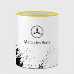Кружка 3D Mercedes-Benz - White texture, цвет: 3D-желтый кант — фото 2