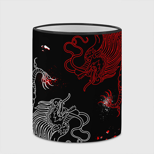 Кружка цветная Китайский дракон Красно - Белый / 3D-Черный кант – фото 2