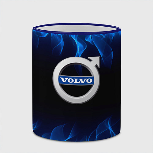 Кружка цветная Volvo - Огонь / 3D-Синий кант – фото 2