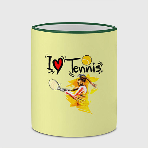 Кружка цветная Я Люблю Tennis / 3D-Зеленый кант – фото 2