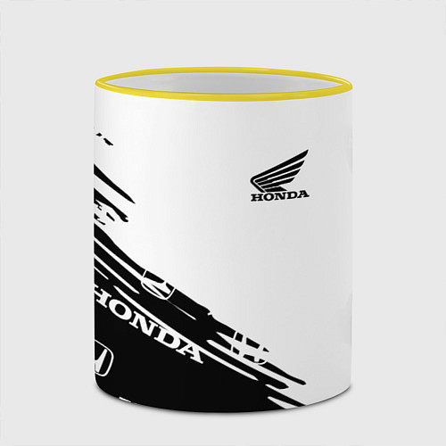 Кружка цветная Honda sport pattern / 3D-Желтый кант – фото 2