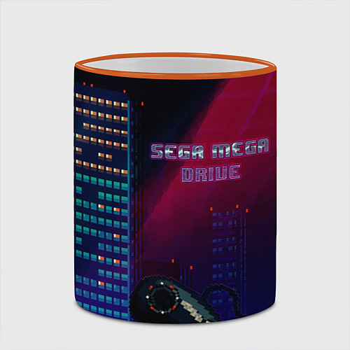 Кружка цветная SEGA MEGA DRIVE / 3D-Оранжевый кант – фото 2