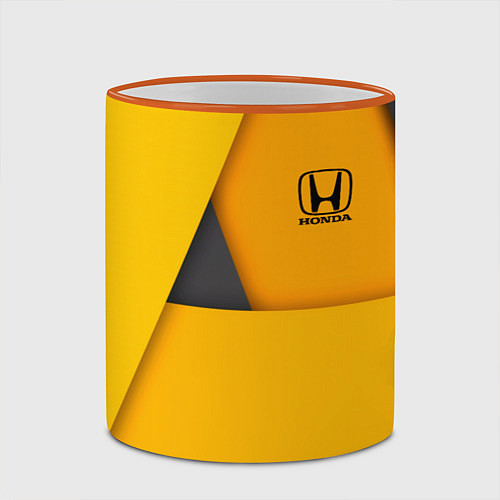 Кружка цветная Honda - Yellow / 3D-Оранжевый кант – фото 2