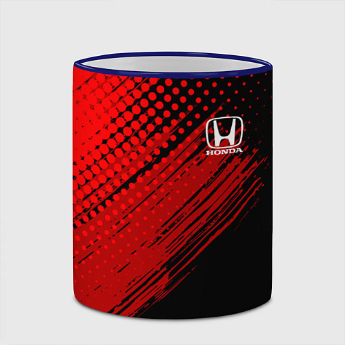 Кружка цветная Honda - Red texture / 3D-Синий кант – фото 2