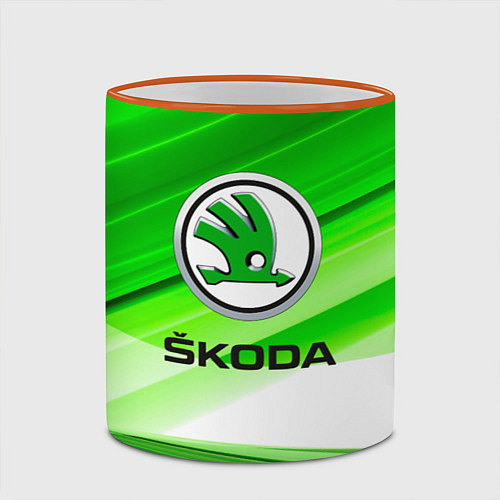 Кружка цветная Skoda texture / 3D-Оранжевый кант – фото 2