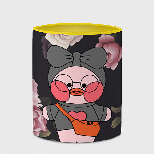 Кружка цветная УТОЧКА ЛАЛАФАНФАН - Цветочки / 3D-Белый + желтый – фото 2