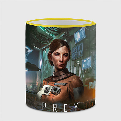 Кружка цветная Prey dark - girl / 3D-Желтый кант – фото 2