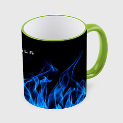 Кружка 3D Tesla Fire, цвет: 3D-светло-зеленый кант