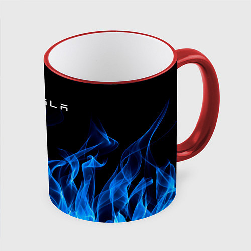 Кружка цветная Tesla Fire / 3D-Красный кант – фото 1