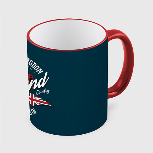 Кружка цветная Англия England / 3D-Красный кант – фото 1
