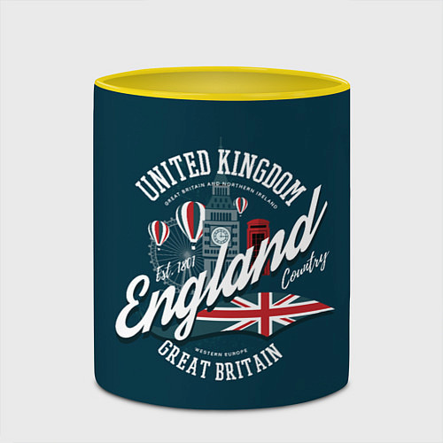 Кружка цветная Англия England / 3D-Белый + желтый – фото 2