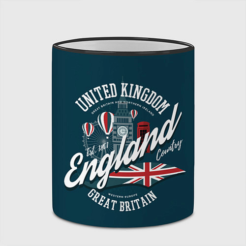 Кружка цветная Англия England / 3D-Черный кант – фото 2