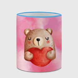 Кружка 3D Медвежонок с сердечком День влюбленных, цвет: 3D-небесно-голубой кант — фото 2