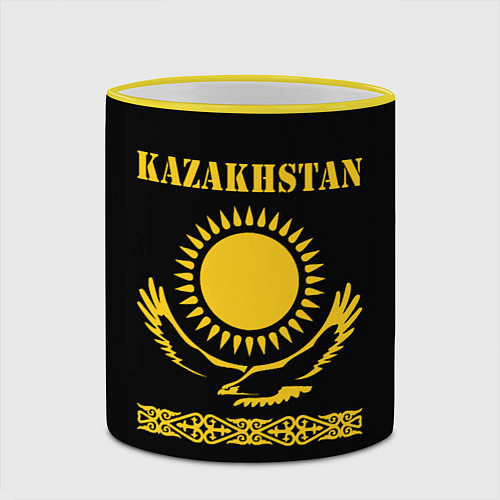 Кружка цветная KAZAKHSTAN Казахстан / 3D-Желтый кант – фото 2