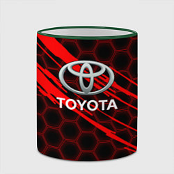 Кружка 3D Toyota: Красные соты, цвет: 3D-зеленый кант — фото 2