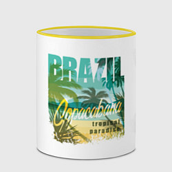 Кружка 3D Тропический Рай Бразилии, цвет: 3D-желтый кант — фото 2