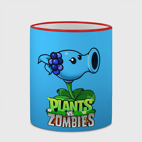 Кружка цветная Plants vs Zombies - Морозный Горох / 3D-Красный кант – фото 2