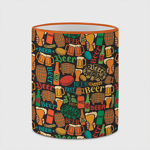 Кружка цветная Пиво Beer / 3D-Оранжевый кант – фото 2
