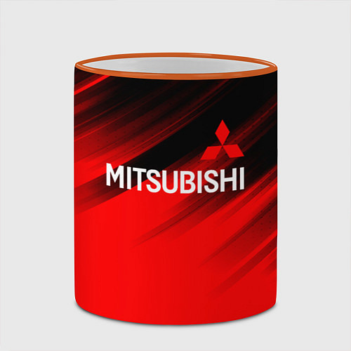 Кружка цветная Mitsubishi - Red Sport / 3D-Оранжевый кант – фото 2