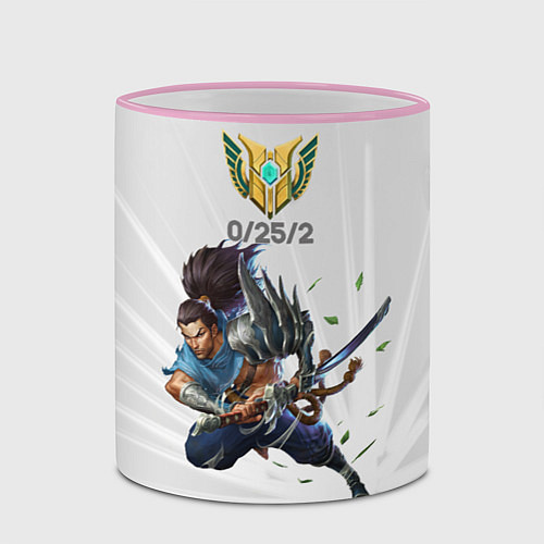 Кружка цветная Yasuo Meme / 3D-Розовый кант – фото 2