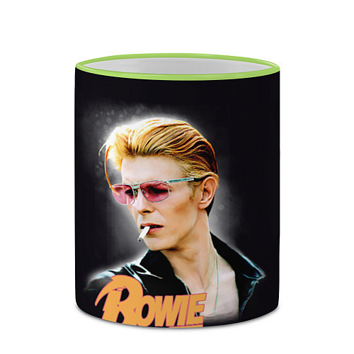 Кружка цветная David Bowie Smoking / 3D-Светло-зеленый кант – фото 2