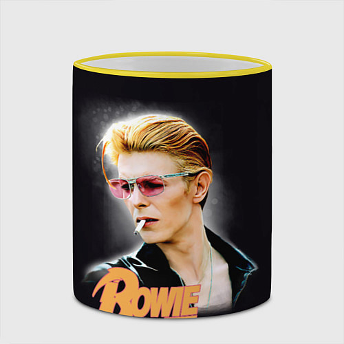 Кружка цветная David Bowie Smoking / 3D-Желтый кант – фото 2