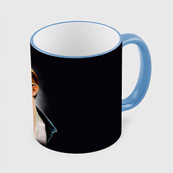 Кружка 3D David Bowie Smoking, цвет: 3D-небесно-голубой кант