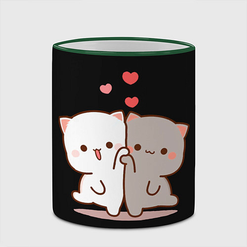 Кружка цветная Кошачья любовь навсегда Kitty love forever / 3D-Зеленый кант – фото 2