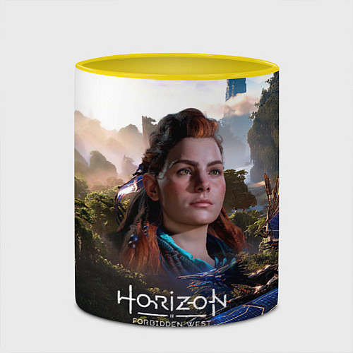 Кружка цветная Aloy Horizon Forbidden West game / 3D-Белый + желтый – фото 2