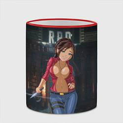 Кружка 3D Claire Redfield from Resident Evil 2 remake by sex, цвет: 3D-красный кант — фото 2